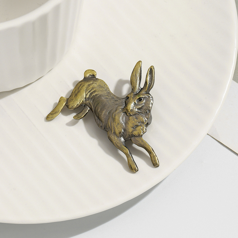 Outdoor Sports Accessories - Vintage Golden Plated Running Rabbit Brooches