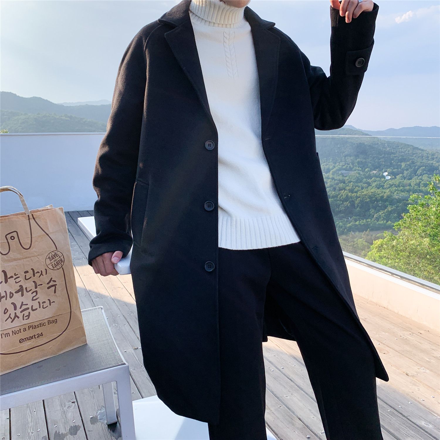 Wool Blend Coat Grey Mans Clim - Outdoor Sport Hobbies recension och pris