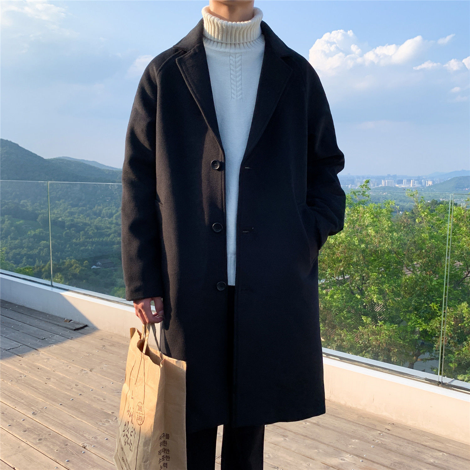 Wool Blend Coat Grey Mans Clim - Outdoor Sport Hobbies recension och pris