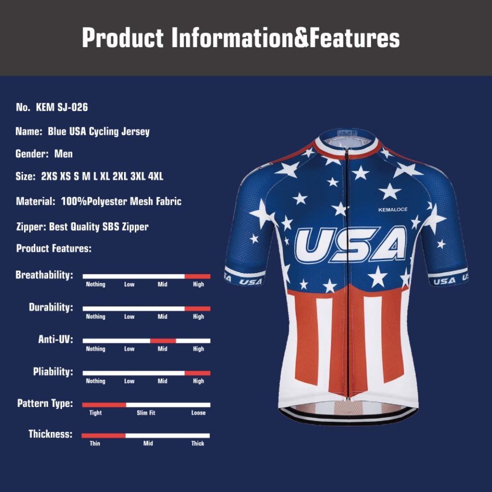 KEMALOCE Bike Jersey USA Navy  - Outdoor Sport Usa recension och pris