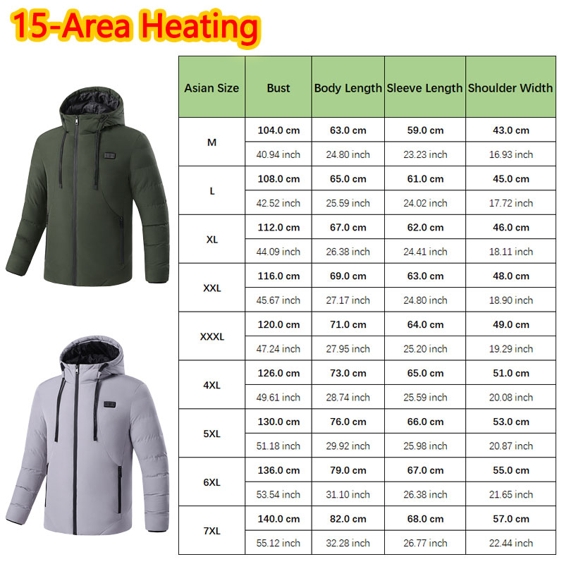 15 Area Heated Winter Hooded J - Outdoor Sport Jacket Men recension och pris
