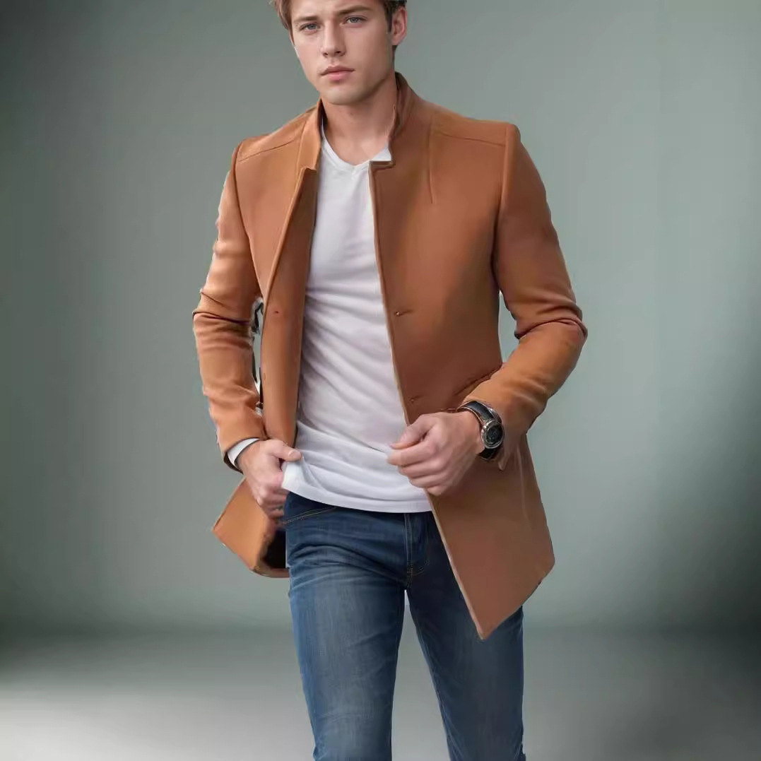 Wool Blend Blue Coat Mans Fish - Outdoor Sport Hobbies recension och pris