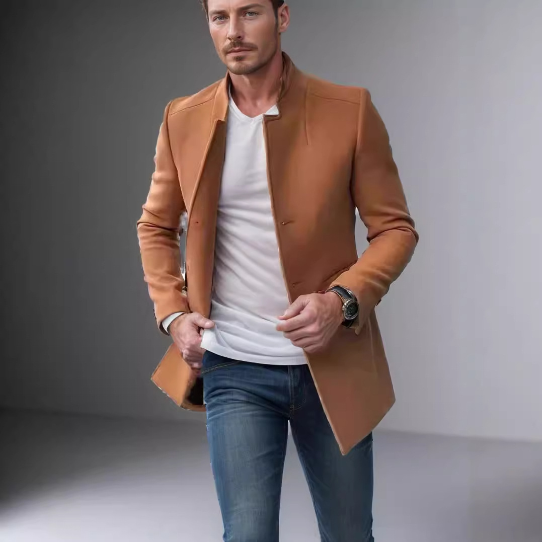 Wool Blend Blue Coat Mans Fish - Outdoor Sport Hobbies recension och pris